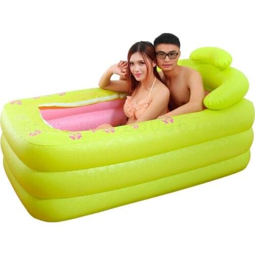 256 Inflatable Bathtub Folding Adult Bathtub Household Whole Body Bathtub Double Mandarin Duck Bathing Large Portable Plastic