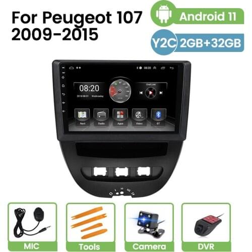 Tomostrong 4Core Car GPS Multimedia Player Android 11 FM For Peugeot 107 Toyota Aygo Citroen C1 2005-2015 Car Stereo DVR Carplay