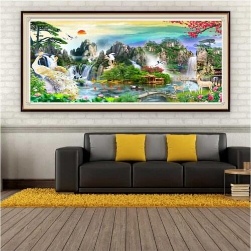5D Diy Diamond Painting Spring Scenery Cross Stitch Kits Mosaic Embroidery Landscape Tree Full Round Square RhinestonesZP-4240