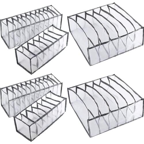 6Pcs Underwear Drawer Organizer Foldable Closet Clothes Dividers Dresser Compartments Storage Box Fit for Bras Socks