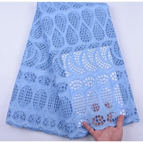African Voile Lace Fabric 2020 High Quality Lace Punch Embroidery Dry Cotton Lace Fabric Swiss Voile Lace With Stones S2045
