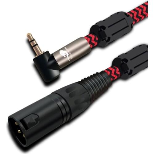 Audio Cable Stereo Angle 3.5mm to XLR Male Jack 1/8" to XLR for CD Player Walkman Smartphone Mixing Console Microphone Speaker