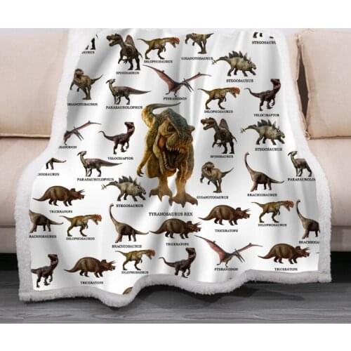 Cartoon Dinosaur Velvet Plush Throw Blanket Bedding Thick Quilt Warmer Blanket Sports Series 60*80inch Blanket