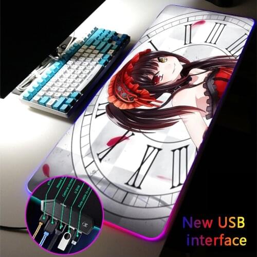 Hot Sale Anime Kurumi Tokisaki Large RGB Mouse Pad Multi-interface Four USB Docking Dock USB MousePads Typec Interface Desk Mat