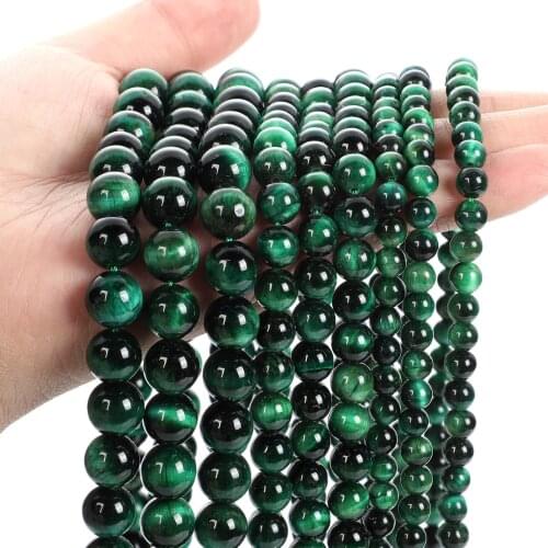 Green Tiger Eye Natural Stone Beads Round Loose Space Bead For Jewelry Making Mens Bracelet DIY Accessories Strand 4/6/8/10/12MM