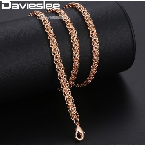 Davieslee Mens Womens Necklace 585 Rose Gold Swirl Link Chain Necklaces For Men Woman Jewelry Women Gifts Dropshipping 6mm DCN13