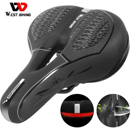 WEST BIKING Bicycle Hollow Saddle PU Sponge Filling Ergonomic Racing Saddle Breathable Reflective MTB Road Cushion Bike Seat