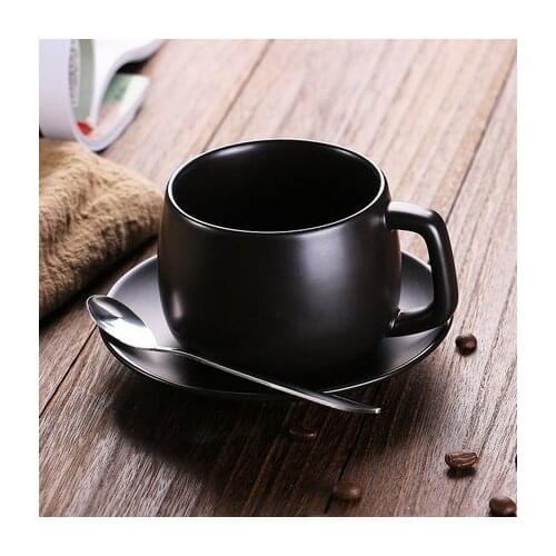 Ceramic Espresso Coffee cup saucer set Creative Afternoon tea cup dish with spoon Cofe Porcelain Cup tray Set