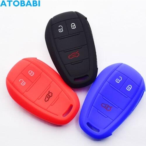 Silicone Car Key Case Skin For Alfa Romeo Giulia 2017 Stelvio 3 Buttons Smart Keyless Entry Remote Control Fobs Protector Cover