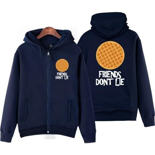 Waffle FRIENDS DON'T LIE Stranger Things Valentine Decorated Cookies Man Boy Coat Full Zip Hoodie Fleece Hooded Jacket ZIIART