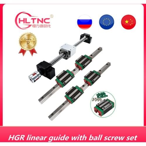2 set HGR20 HGR15 Linear Guide Rail & 4 HGH20CA HGW20CC slides +SFU1605/1610 Ball screw & BF12/BK12 +Stepper Coupling for CNC