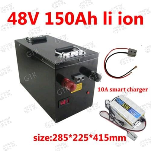 GTK lithium 48V 150AH li ion battery 48v lithium ion With 100A BMS for 5000w UPS scooter EV Tricycle golf cart +10A charger