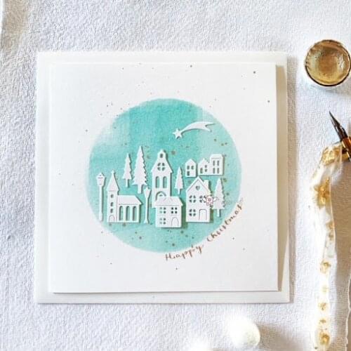 Mmao Crafts Metal Steel Cutting Dies Christmas tree house strip Stencil For DIY Scrapbooking Paper/photo Cards Embossing Dies