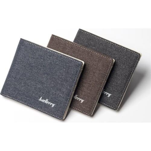 Fashion Canvas Wallet Men Solid Young Man Slim Wallets Bifold Purse Student Soft Luxury Money Clip Short Style Purses