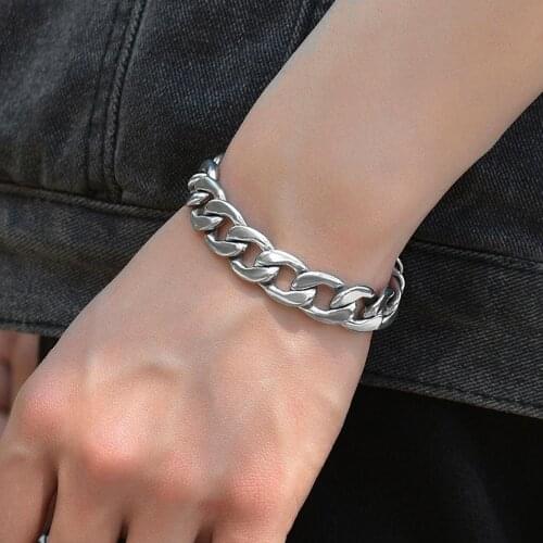 Mens Stainless Steel Figaro Chain Bracelet Gift Fashion Jewelry
