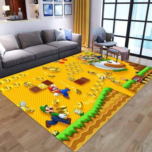 Soft Flannel Carpet Cartoon Anime Super Mario 3D Printed Carpets for Kids Bedroom Play Large Area Rugs Child Room Game Crawl Mat