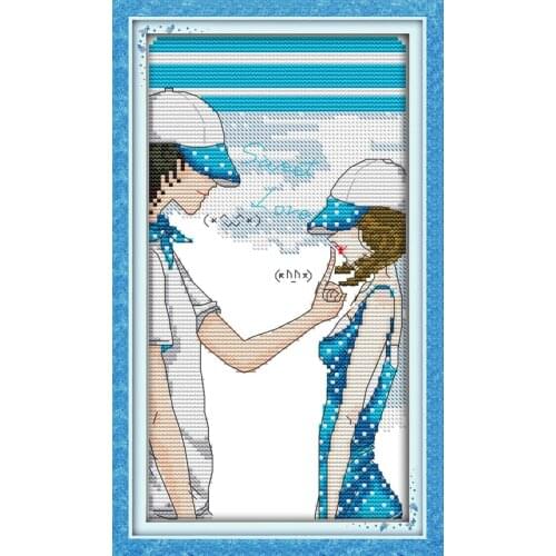 Enjoy love cross stitch kit people 18ct 14ct 11ct count print canvas stitches embroidery DIY handmade needlework plus