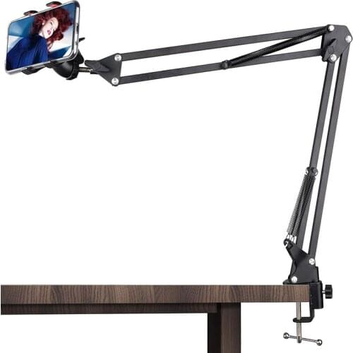 Desktop Cantilever Mobile Phone Holder 360 Rotating Flexible Long Arms Bed Lazy Bracket Phone Stand Metal Support for iPhone