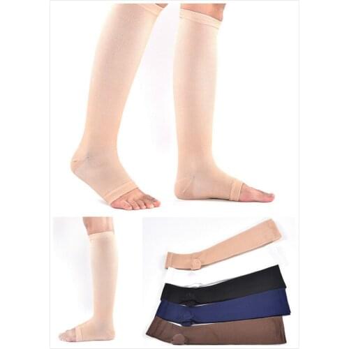 1 Pair High quality Compression Level Medical Elastic Toeless Sleep Socks Support Knee High Tip Open Varicose socks