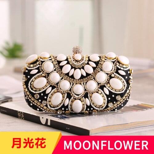 Handmade Dinner Bag European and American Ladies Hand Bag Evening Gift Bag New Bead Small Square Bag Evening Clutch Bags Bolso