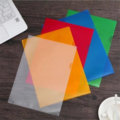 1PCS New L-shape A4 Clear Colorful Document Bag Paper File Folder Stationery School Office Case PP 6colors Desk Organizer