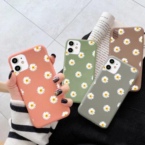 Moskado Art Flower Daisy Phone Cover For iPhone 12 Mini 11 Pro Max X XR XS Max 6s 7 8 7Plus Shockproof Soft Silicone TPU Cases
