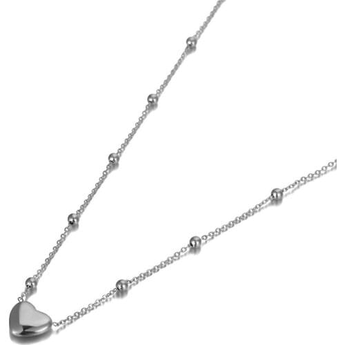 Romantic Stainless Steel Love Heart Charm Pendant Necklaces Jewelry Classic Wedding Necklace For Women Collier N20082