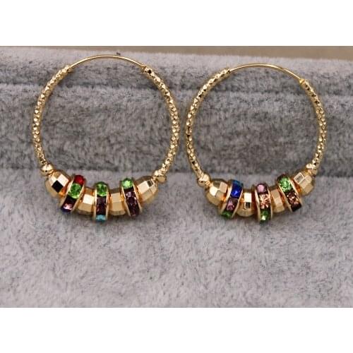2020 Trendy Statement Hoop Earrings for Women Gold Color Rainbow Stone Earring Luxury Jewelry accessorie for Wedding Anniversary