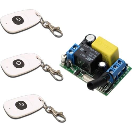 Access Door Control System AC 220V 1CH Wireless Remote Switch Receiver with 3pcs Remote Control 315MHZ 433MHZ Learning Code