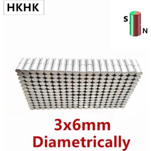 NdFeB Diametrically Magnet Rod for 3D Printed Settlers Board Game Diameter 3x6 mm Center-less Grinding 3500GS Silver Metal 3*6mm