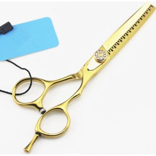 High quality professional Japan steel Anti teeth 6 inch gold hair scissors thinning shears makas berber hairdressing scissors
