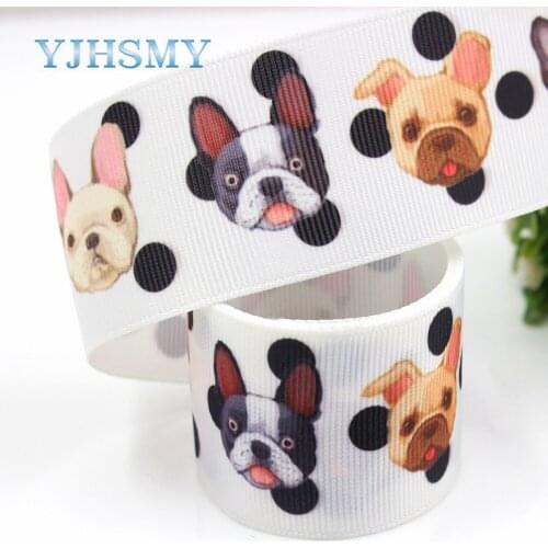 YJHSMY G-18716-639,10 yards 38 mm dog Ribbons Thermal transfer Printed grosgrain Wedding Accessories DIY handmade material