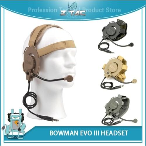 Z-TAC Airsoftsports Tactical Bowman Evo III Headset for Midland Kenwod Plug Earphone Z029 Hunting Accessories Airsoft Headphones