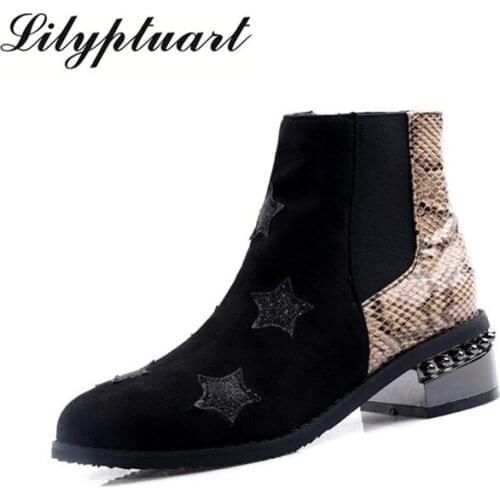 2019 European and American fashion trend wild stitching thick with pointed zipper high to help non-slip ankle boots for women