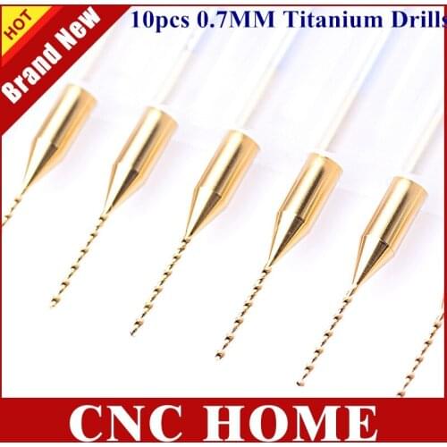 10pcs/lot 3.175x0.7*9.5MM Titanium Coated PCB Dremel Jewelry CNC Drill Bits, Cutters on Plastic, Circuit Board