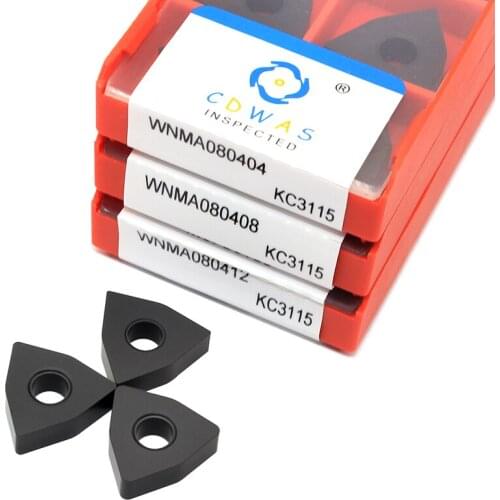 10PCS WNMA080404 WNMA080408 WNMA080412 KC3115 External Turning Tool Flat Carbide Inserts High Quality Lathe Tools For Cast Iron