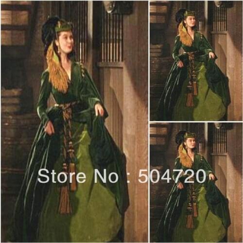 19 Century Green Civil War Southern Belle Gown evening Dress/Victorian Lolita dresses/scarlett dress US6-26 V-264
