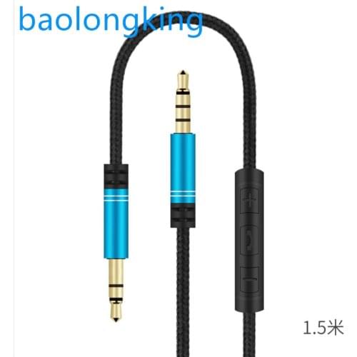 3.5mm male-to-male volume control with microphone car audio cable AUX