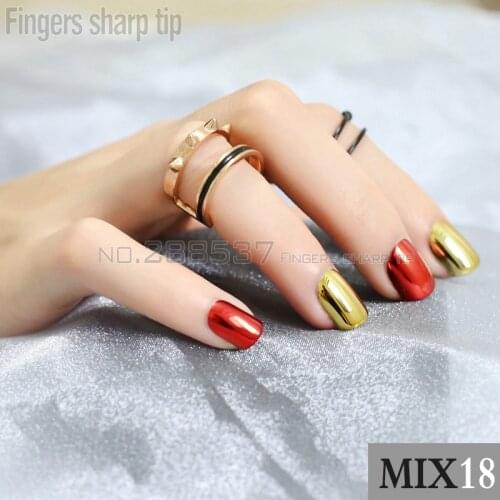 48pcs Short Square Metallic False nails Gold Red mirror Fake Nail Artificial Comfortable Manicure DIY mix and match MIX18