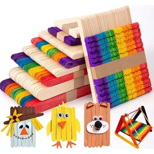 50Pcs/Set Kids DIY Craft Toys Colorful Natural Wood Counting Sticks Montessori Preschool Children Counting Math Educational Toys