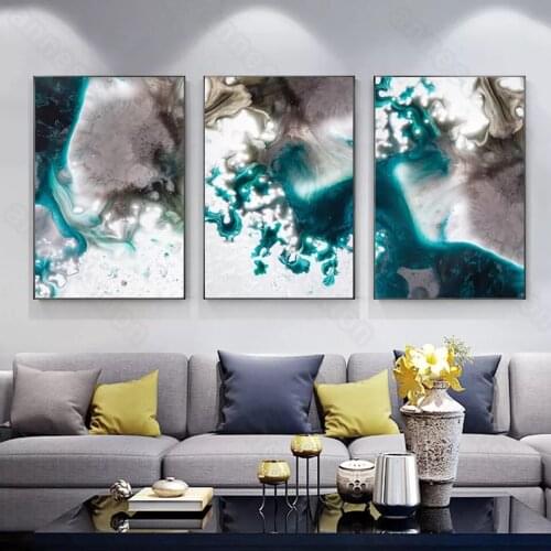 Nordic Style Abstract Pictures Mixture Pigments Brown Deep Green Colors Canvas Painting Poster for Home Rooms Gallery Decoration