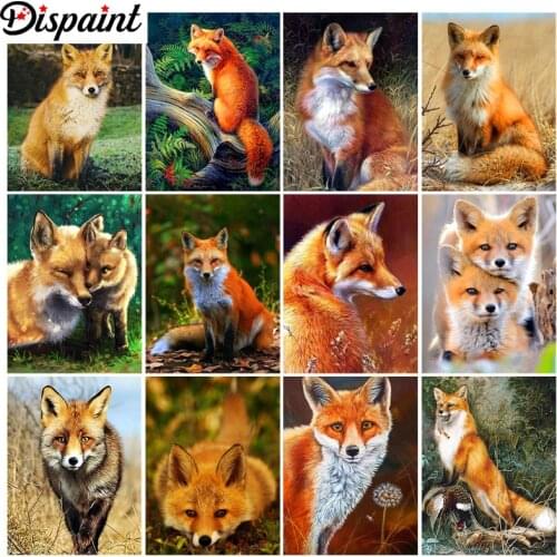 Dispaint Diamond Painting Full Square/Round Diamond "Animal fox" Pattern Embroidery Cross Stitch 5D Rhinestone Painting