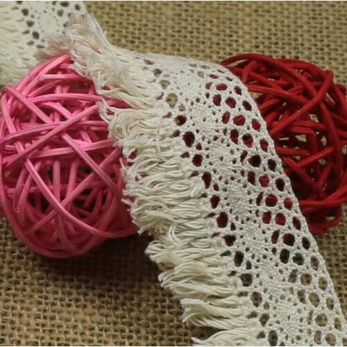 Free Shipping 10Yards Off White Cotton Fringe Tassel Woven Trim Venice Lace Sewing Trims Craft 4cm/1.57'' Z278