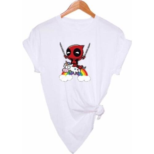Brand cartoon printing womens T-shirt womens casual o-neck White Shirt Short Sleeve womens T-shirt cartoon pattern printing