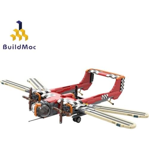 Buildmoc Technical Plane Dieselpunk Ornithopter Dragonfly Model Retro 80s Diesel Flapping Wing Aircraft Building Blocks Kid Toys