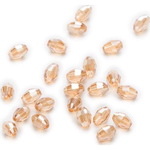 50 Piece Champagne AB Color Olive Cut Faceted Crystal Glass Spacer Beads Jewelry Making 6-11mm