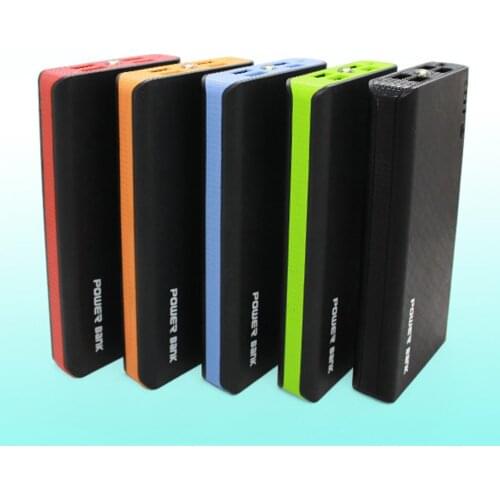 Power Bank Shell Case with LED Flashlight Powered by 6x 18650 Batteries 4 USB Ports 5V 2A Power Bank Charger Case DIY Kits