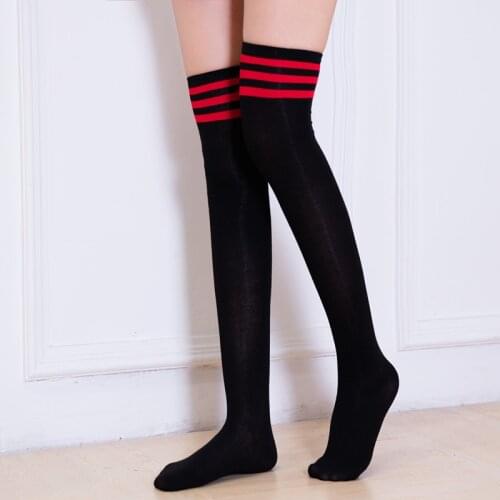 New Long Socks Women Black White Striped Over Knee Thigh High Sexy Stockings Ladies Girls Warm Knee High Socks Stockings Medias