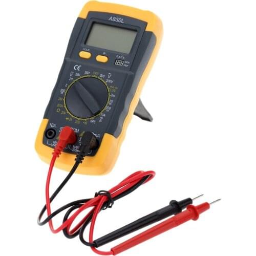 Backlight Black yellow A830L LCD Digital Multimeter DC AC Voltage Diode Freguency Multitester