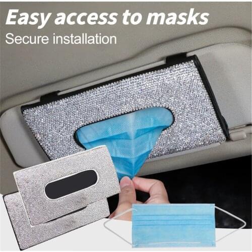 Visor Mask Holder Diamond encrusted for car, efillable with up to (20) 3-ply car accessories Fashion new